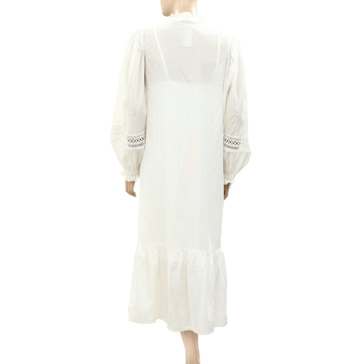 River Island Cream Embroidered Long Sleeves Midi Dress