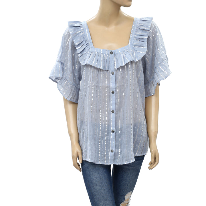 Anthropologie Leora Shimmer Blouse Top