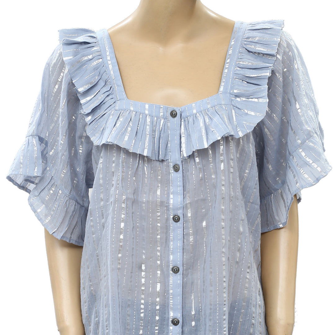 Anthropologie Leora Shimmer Blouse Top