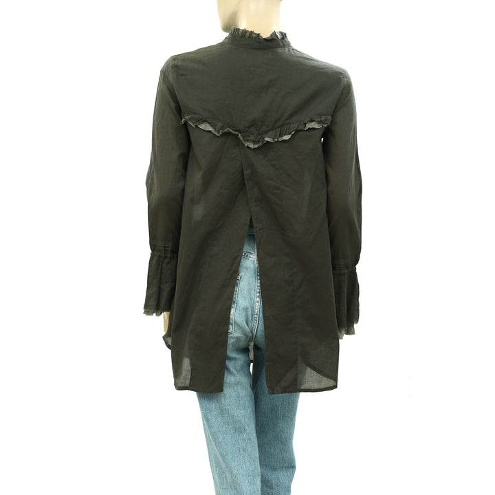 Odd Molly Anthropologie Buttondown Solid Tunic Shirt Top