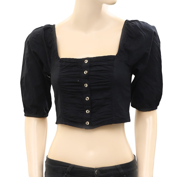 Urban Outfitters UO Laura Poplin Blouse Crop Top XS