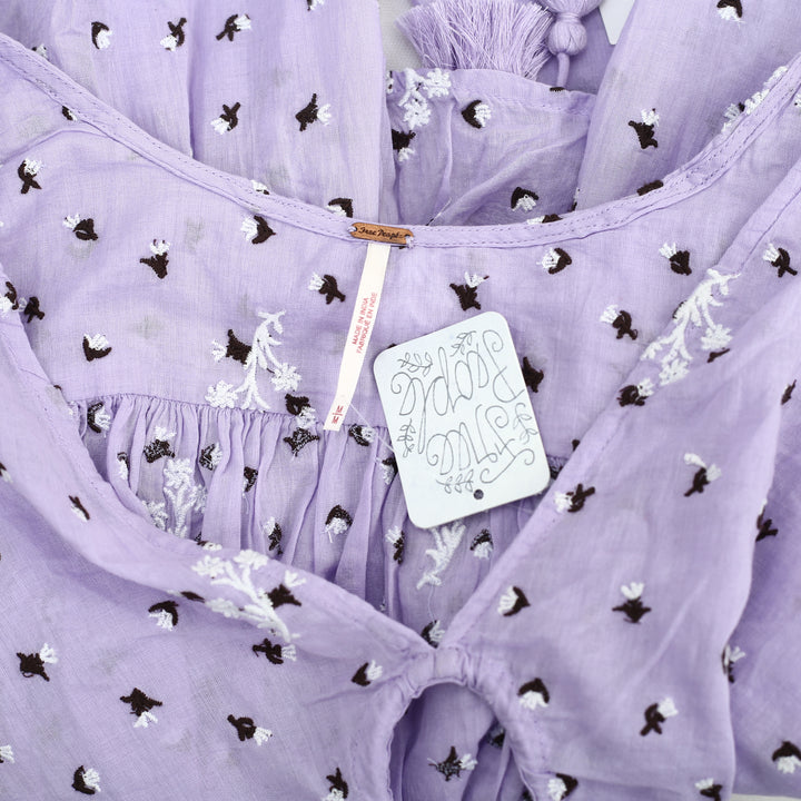 Free People La Rose Embroidered Blouse Top