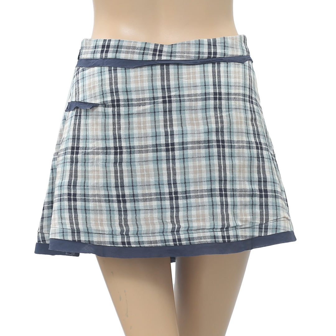 Free People Plaid & Check Printed Mini Skirt