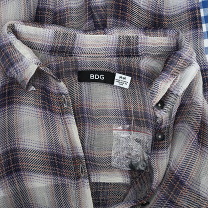 BDG Urban Outfitters Crinkle Chiffon Slim Button-Down Shirt Top
