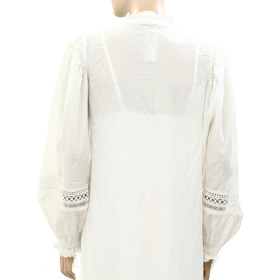 River Island Cream Embroidered Long Sleeves Midi Dress