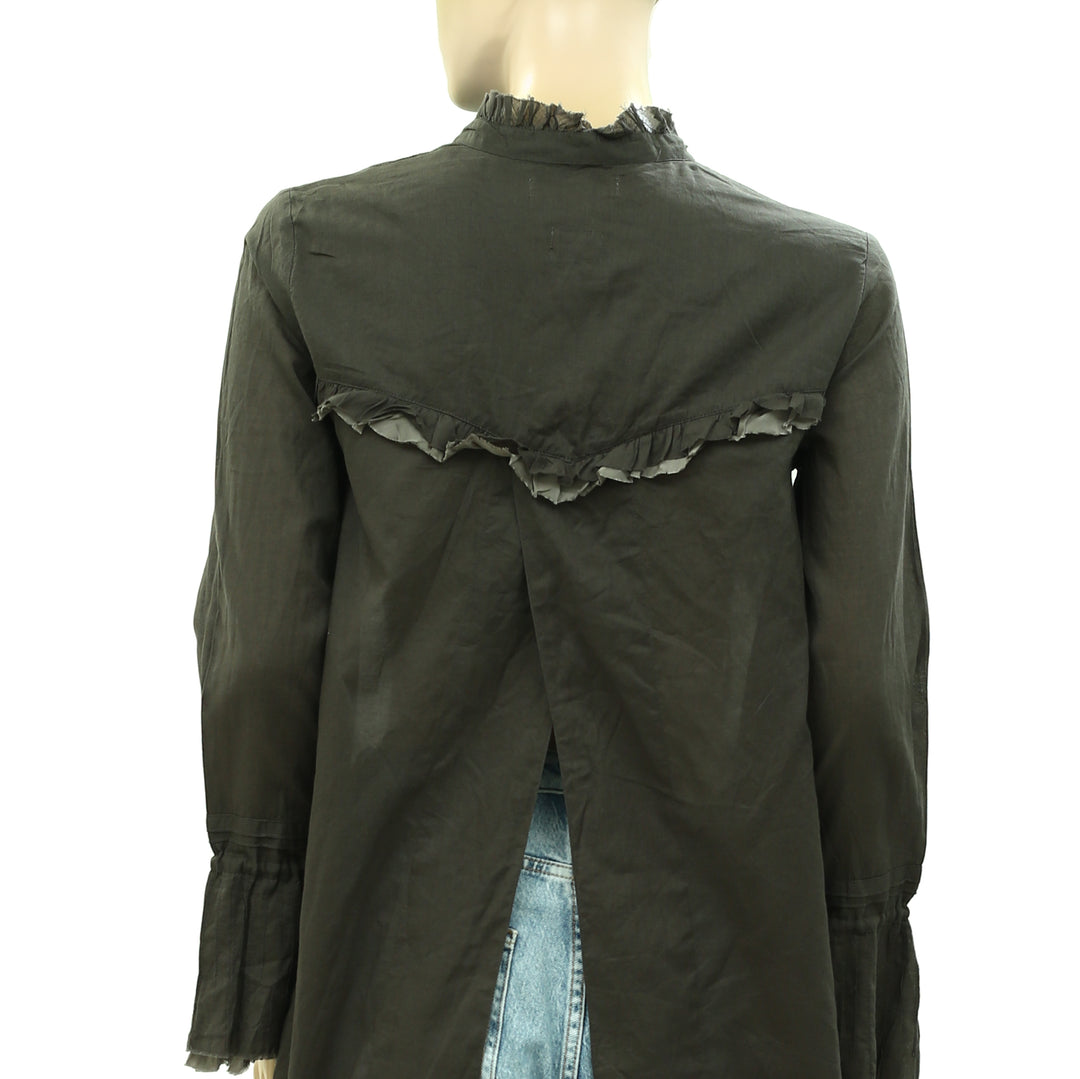 Odd Molly Anthropologie Buttondown Solid Tunic Shirt Top