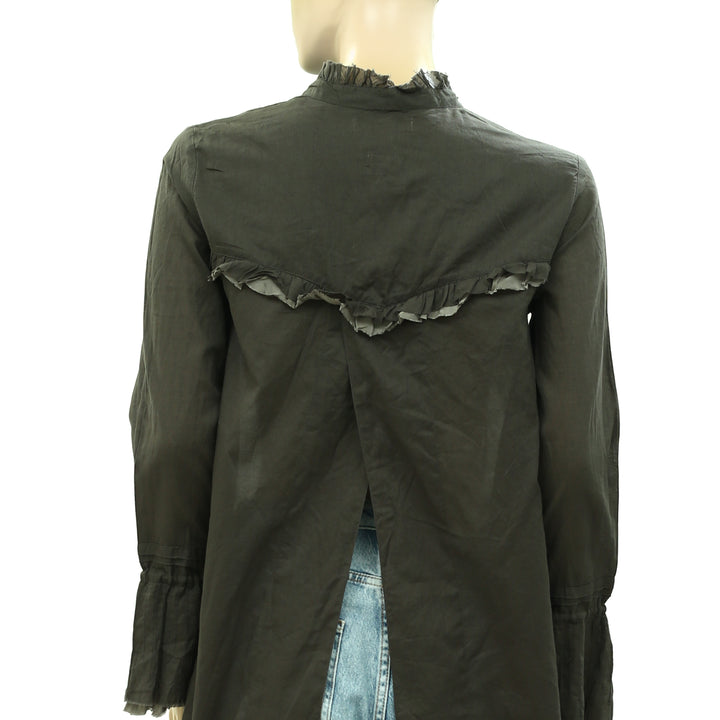 Odd Molly Anthropologie Buttondown Solid Tunic Shirt Top