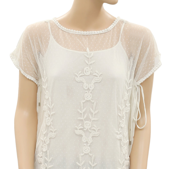 Trussardi Jeans Mesh Embroidered Tunic Top