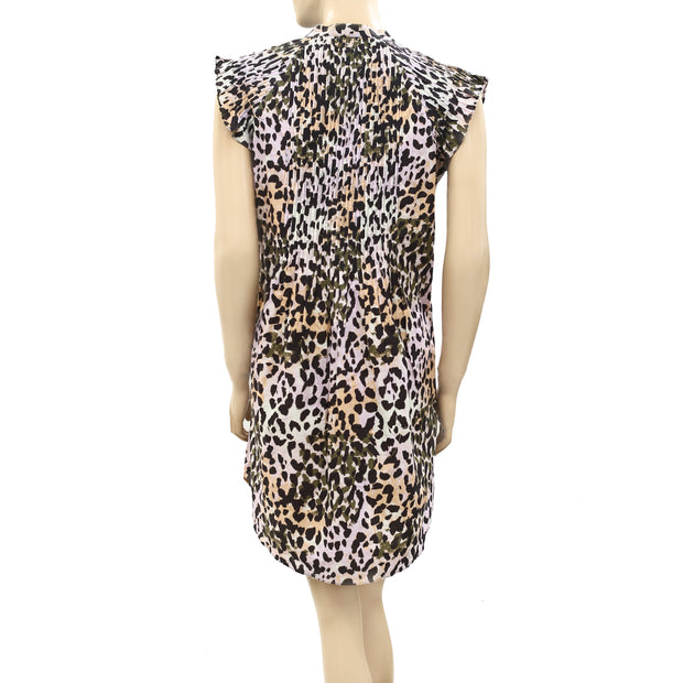 Veronica Beard Marieta Leopard Cover-Up Mini Dress S