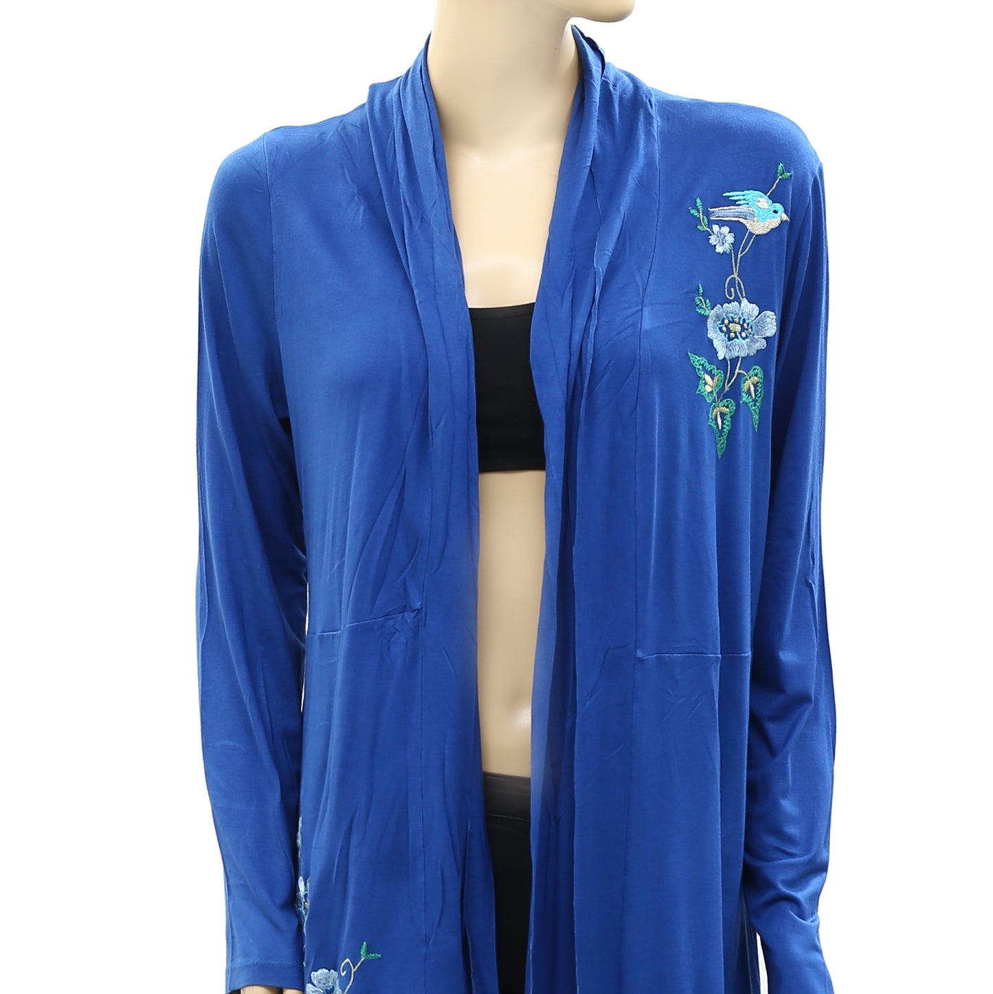 April Cornell 花卉刺绣蓝色罩衫 S