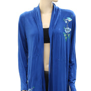 April Cornell Floral Embroidered Blue Cover-up Top