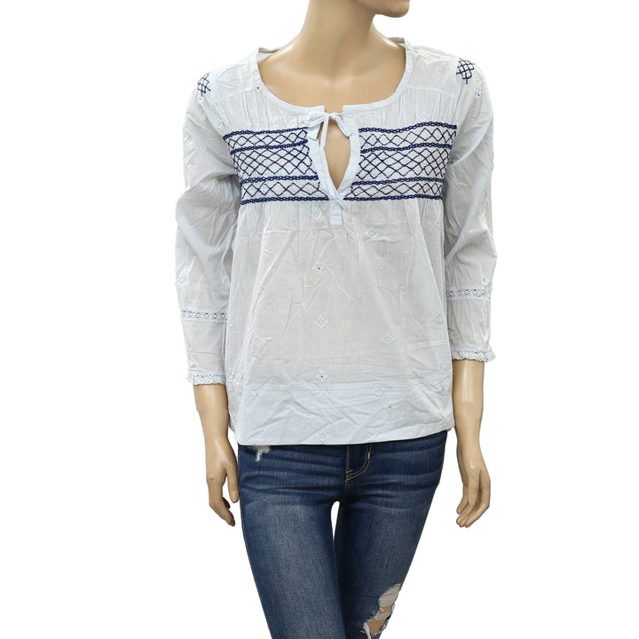 Odd Molly Anthropologie The Antidotology Embroidered Blouse Top