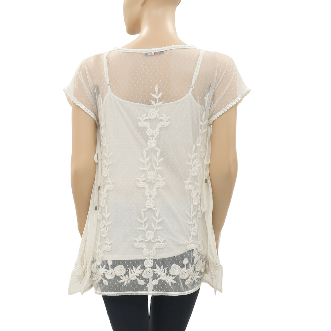 Trussardi Jeans Mesh Embroidered Tunic Top