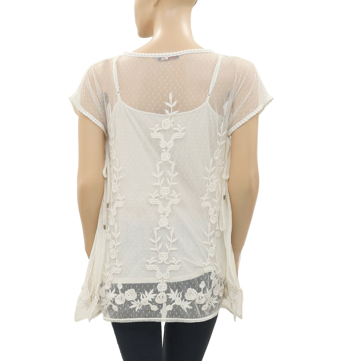 Trussardi Jeans Mesh Embroidered Tunic Top