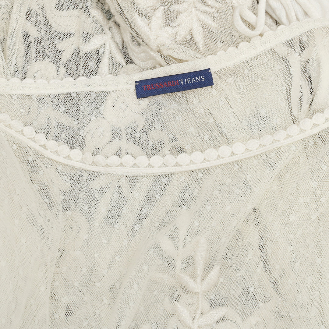 Trussardi Jeans Mesh Embroidered Tunic Top