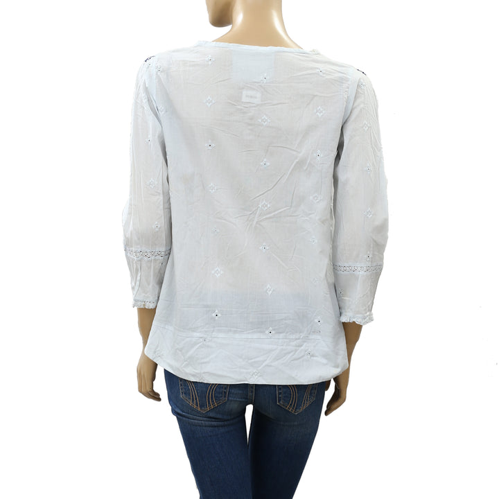 Odd Molly Anthropologie The Antidotology Embroidered Blouse Top