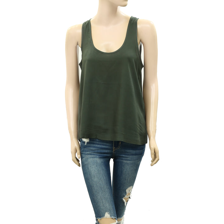 Farm Rio Anthropologie Basic Green Tank Blouse Top