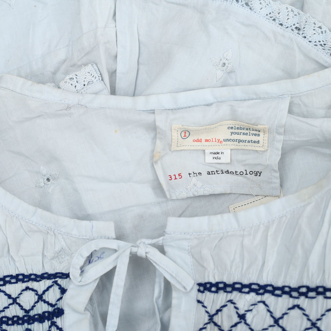 Odd Molly Anthropologie The Antidotology Embroidered Blouse Top