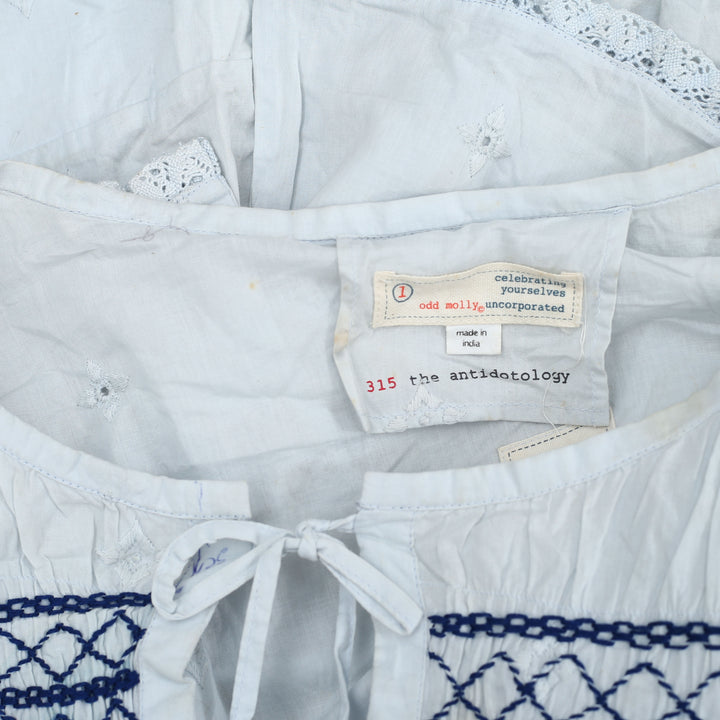 Odd Molly Anthropologie The Antidotology Embroidered Blouse Top