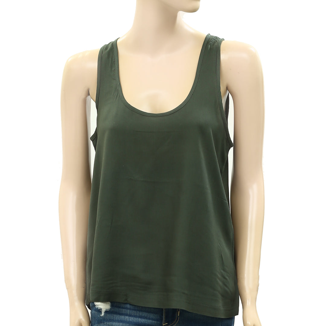 Farm Rio Anthropologie Basic Green Tank Blouse Top