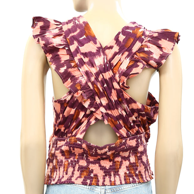 Anthropologie Pleated Ruffle Halter Blouse Top