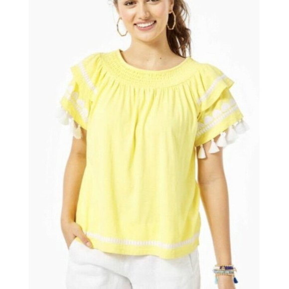 Lilly Pulitzer Nailah Embroidered Blouse Top