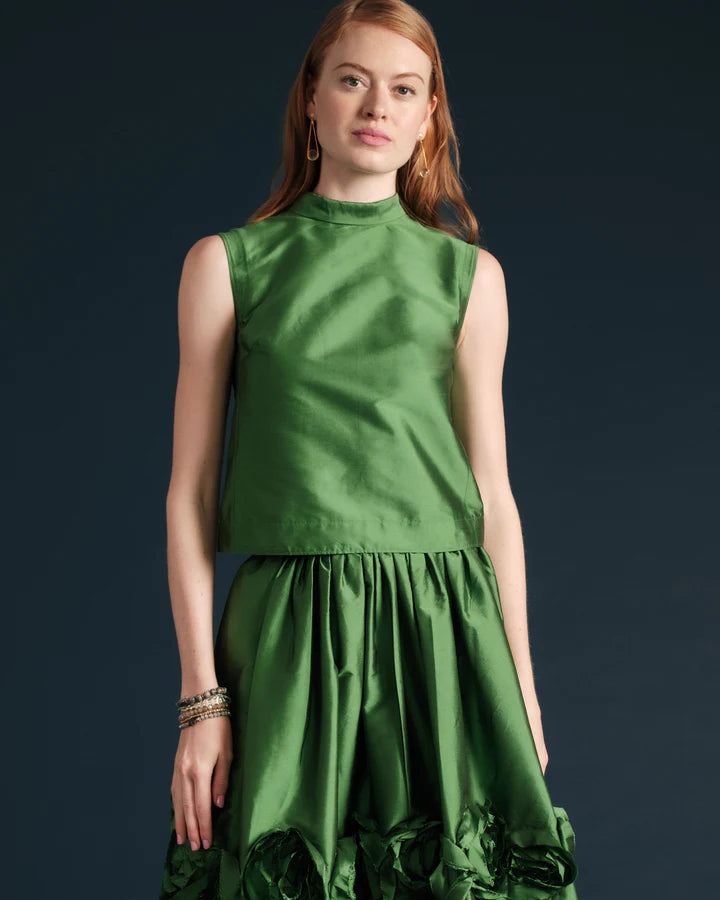 Frances Valentine Barbara Flowers Shantung Skirt