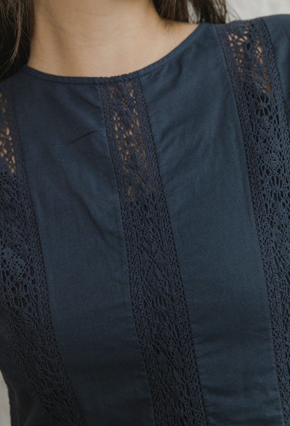 Merlette Dominica Inset Lace A Line Midi Dress