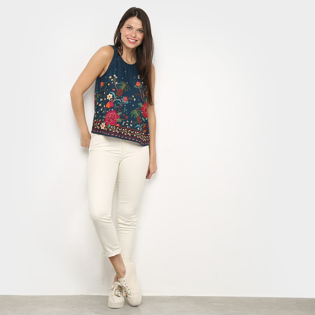 Farm Rio Anthropologie Flower Night Tank Blouse Top