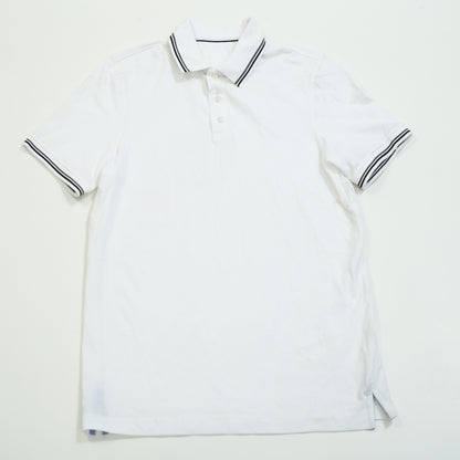 Napapijri Solid Collared Ribbed Short Sleeve White Polo Shirt Men's