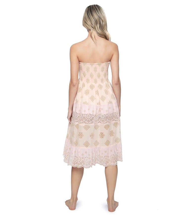 PQ Swim Anthropologie Evie Smocked Cover UP Tube Midi Dress Skirt