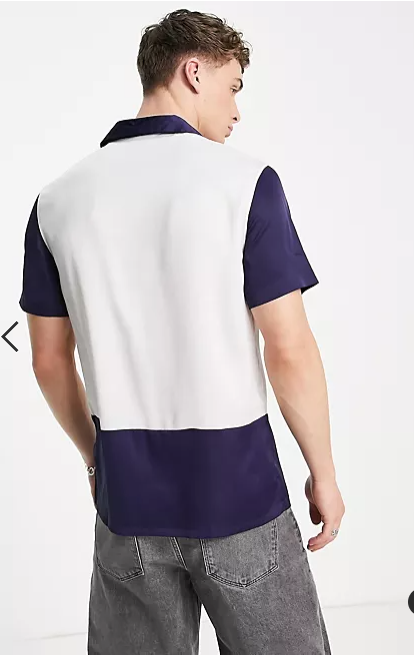 ASOS DESIGN Men's Satin Contrast Panels Shirt