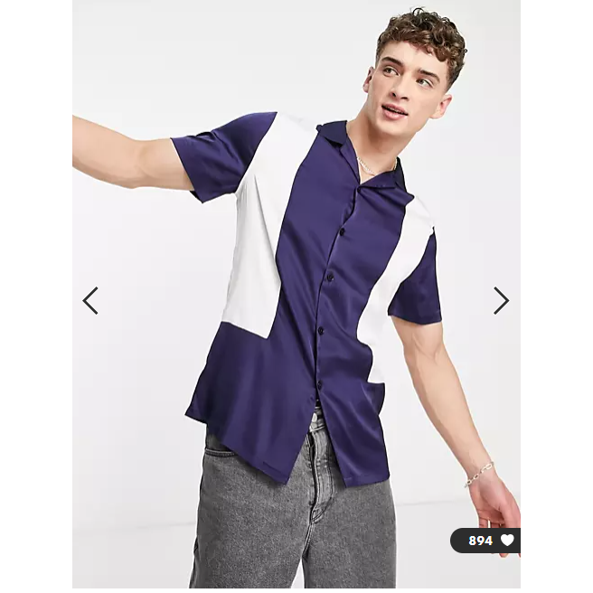 ASOS DESIGN Men's Satin Contrast Panels Shirt