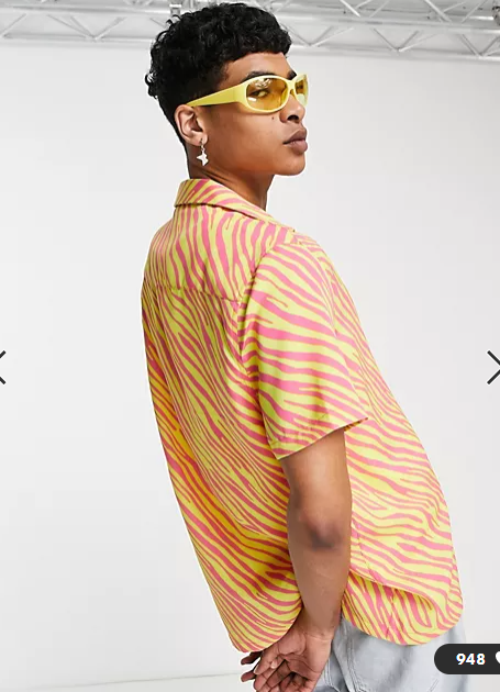 ASOS DESIGN Men's Regular Zebra Print Shirt