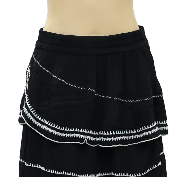 IRO Oviane Layered Embroidered Gauze Mini Skirt