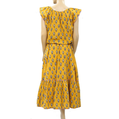Rhode Resort Floral Printed Yellow Midi Dress