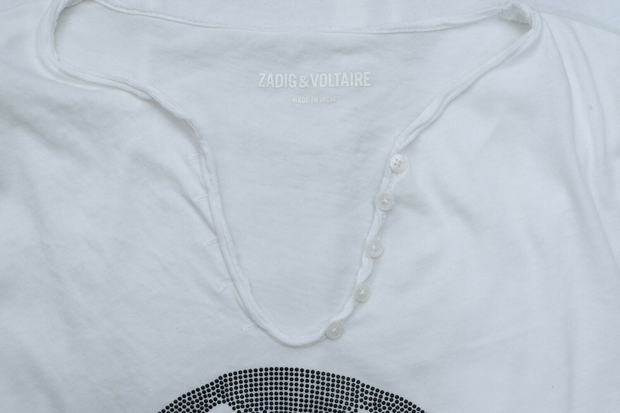 Zadig &amp; Voltaire 突尼斯 MC 骷髅水钻 T 恤束腰上衣