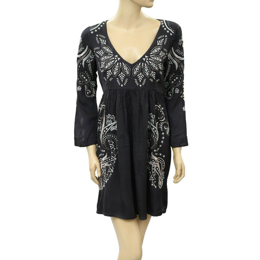 Odd Molly Anthropologie Floral Embroidered Mini Dress