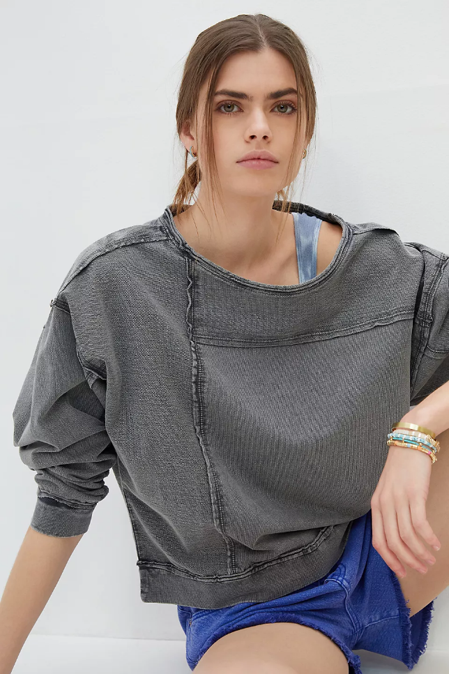 Pilcro Anthropologie Ina Seamed Blouse Pullover Top