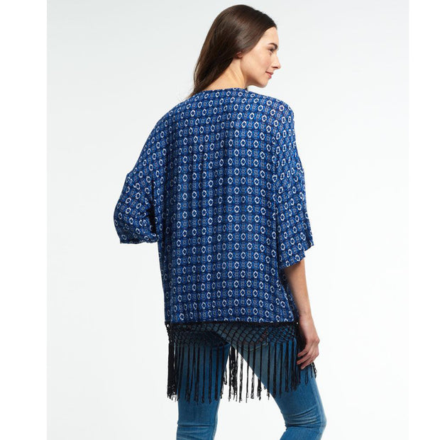 Superdry Ibiza Printed Tribal Geo Fringes Tunic Coverup Top