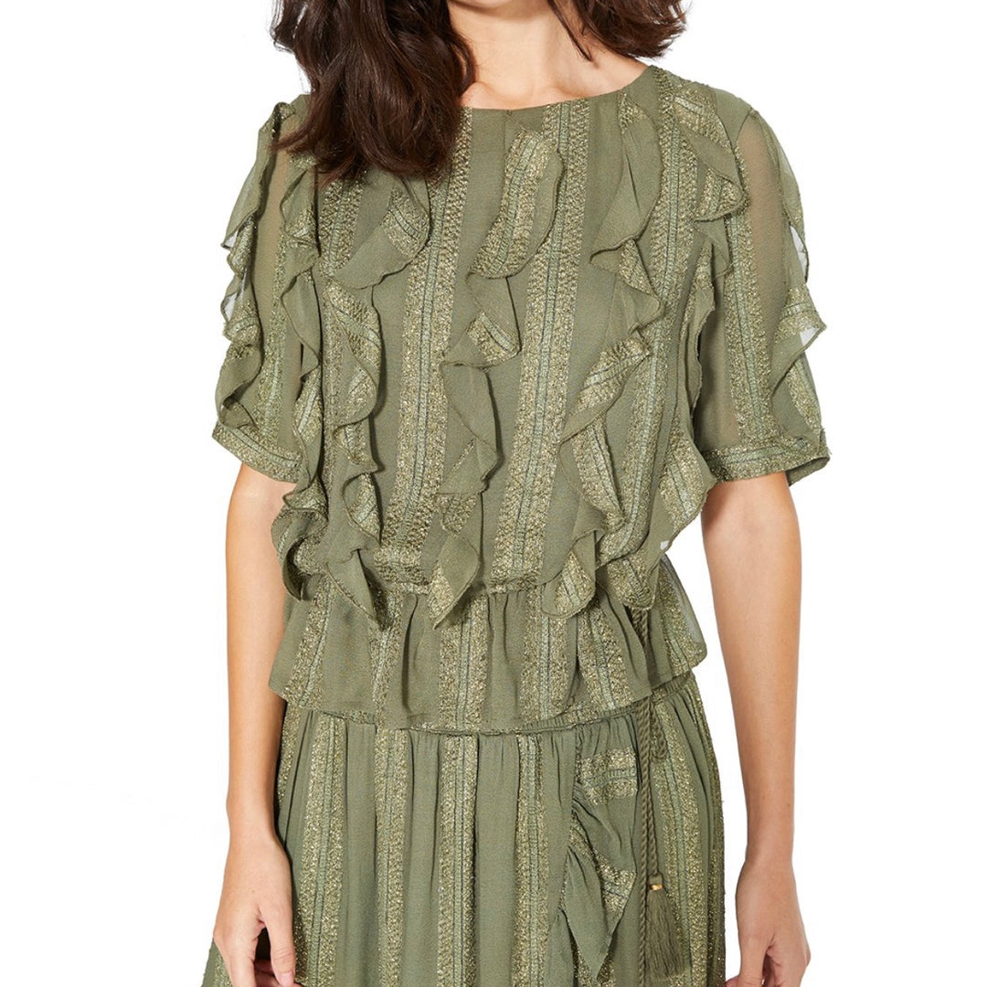 MISA Los Angeles Sedona Ruffle Blouse Top