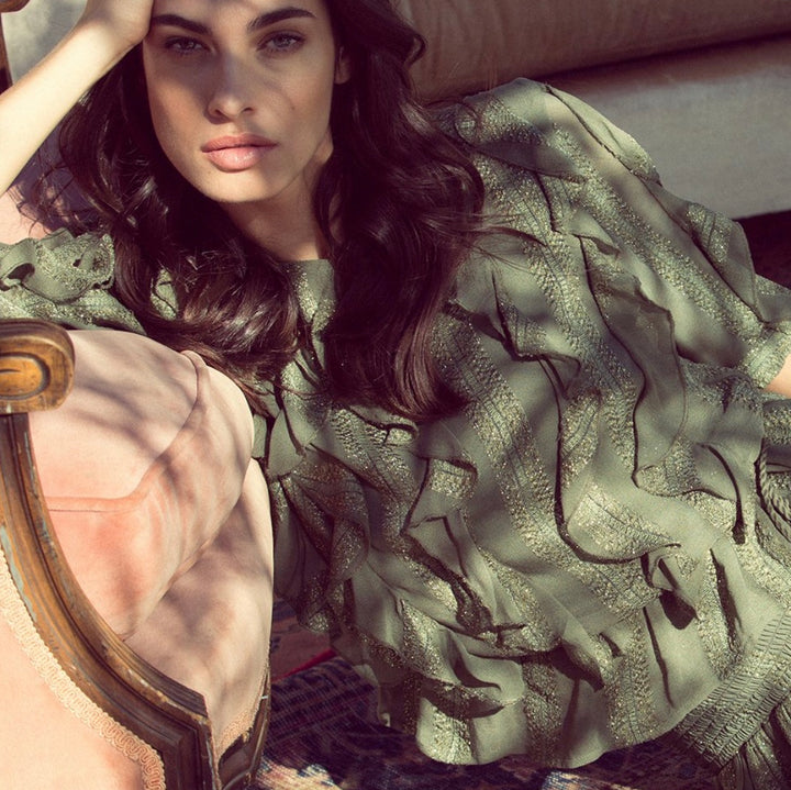 MISA Los Angeles Sedona Ruffle Blouse Top