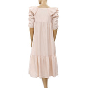 Happy X Nature Kate Hudson Ruffle Cotton Tiered Midi Dress XS