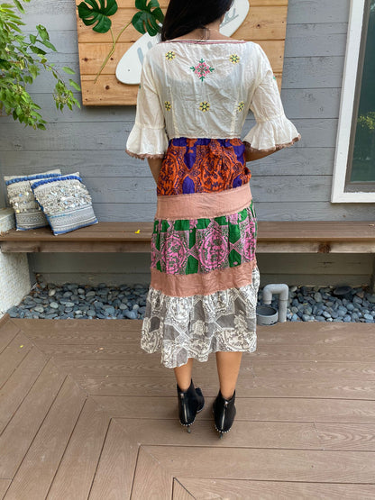 Odd Molly Anthropoligie Embroidered Tiered Midi Dress S 1