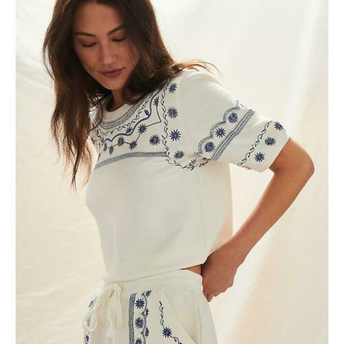 Daily Practice by Anthropologie Lou Embroidered Lounge Top