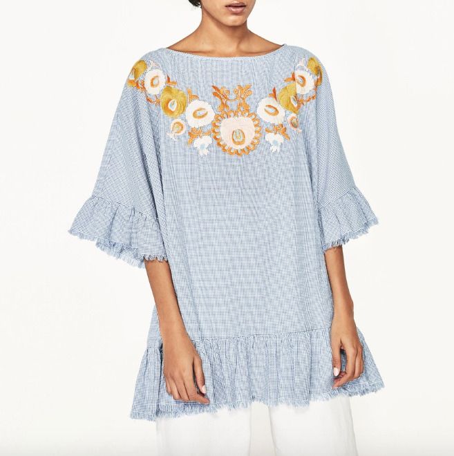 Zara floral embroidered outlet dress