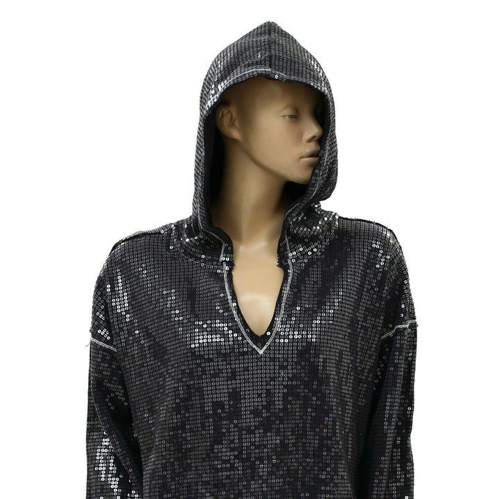 Anthropologie Gracie Sequined Tunic Hoodie Top