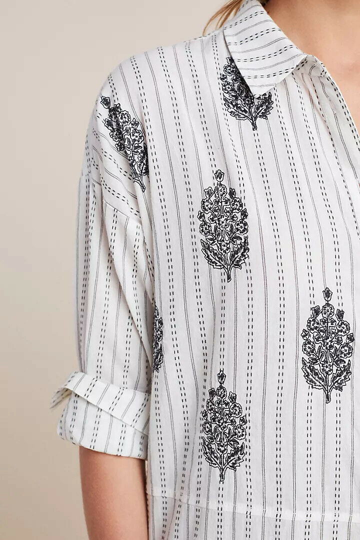 Anthropologie Aubrey Striped Buttondown Tunic Shirt Top