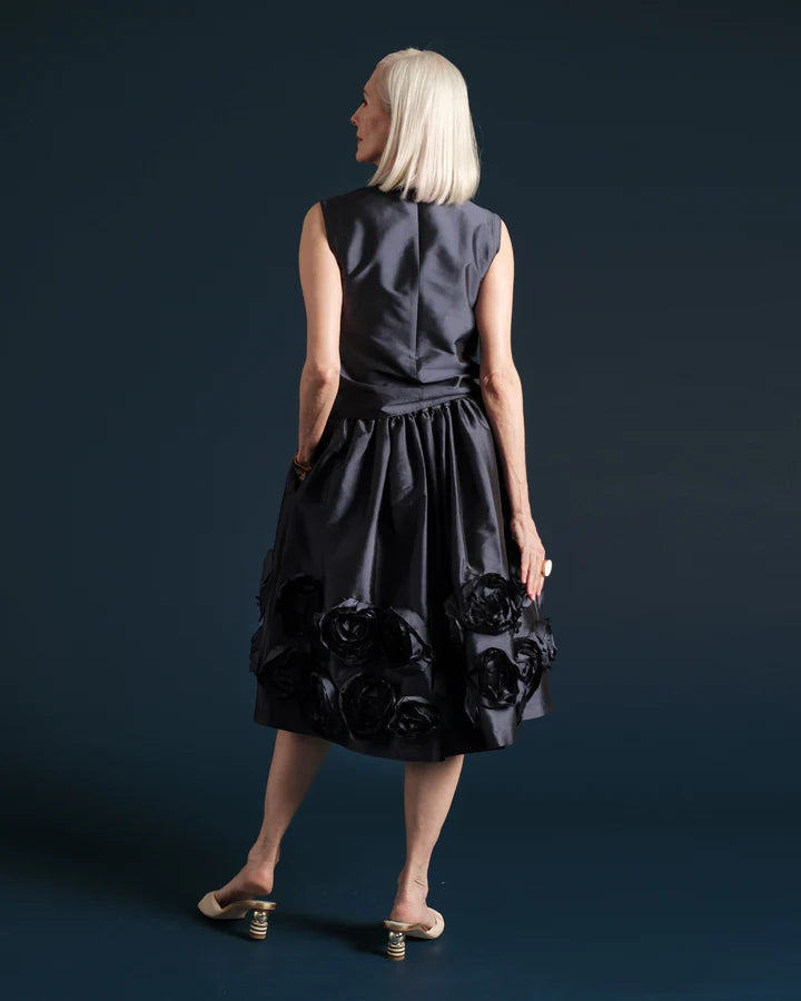 Frances Valentine Barbara Flowers Shantung Skirt