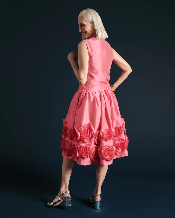 Frances Valentine Barbara Flowers Shantung Skirt